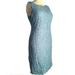 Adrianna Papell light blue sleeveless lace dress